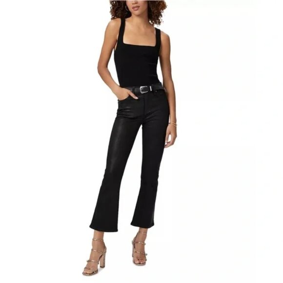 Paige Claudine Kick Flare in Black Fog Luxe Coating - Picture 1 of 9